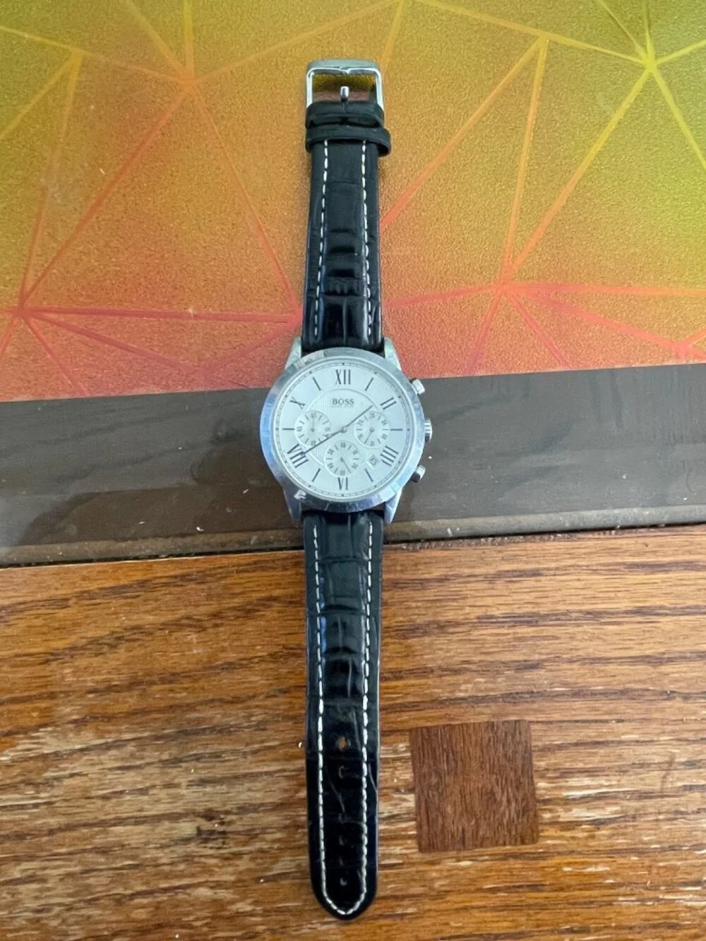 Hugo Boss Mens Stainless Steel Watch With Black Leather Strap 1512573